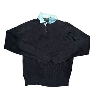Vintage Oakton Limited Sweater Denim Collar Ribbed Knit Tall 2X Outdoor Gorpcore